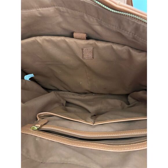 Adrienne Vittadini Women's Large Brown Leather Tote Bag - Picture 3 of 7